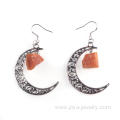 Trending Moon Silver Alloy Colorful Gem Drop Earrings Jewelry